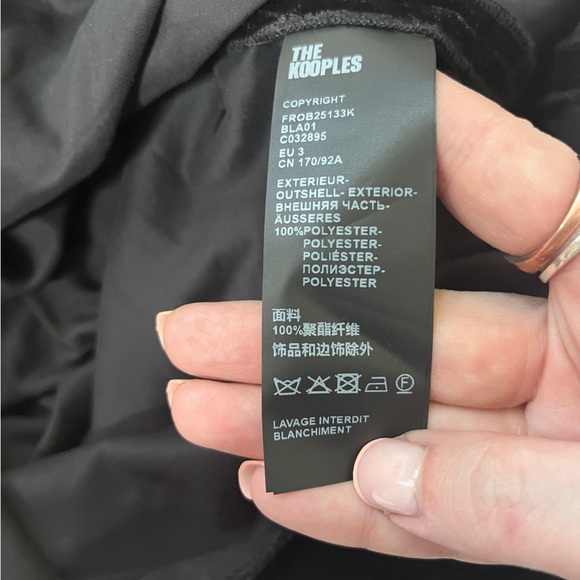 The Kooples Velvet Black Faux Wrap Mini Dress Long Sleeve Size 6 Cocktail Party - Picture 6 of 16